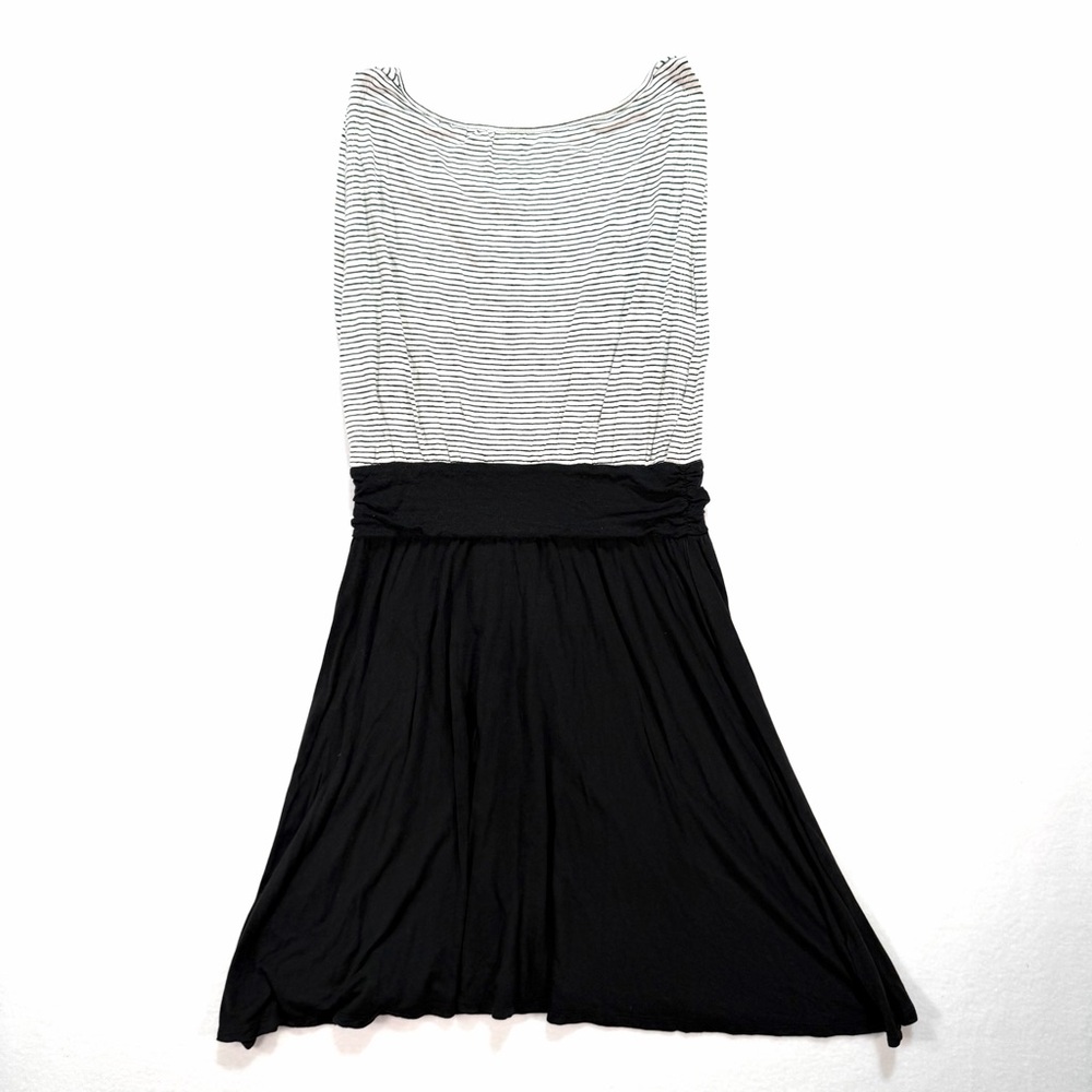 Ann Taylor LOFT Women's Jersey Knit Sleeveless Dress Black White XS Stretch - Picture 2 of 5